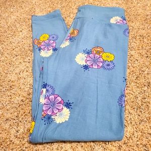 Lula Roe brand leggings. One Size. Blue with flowers.